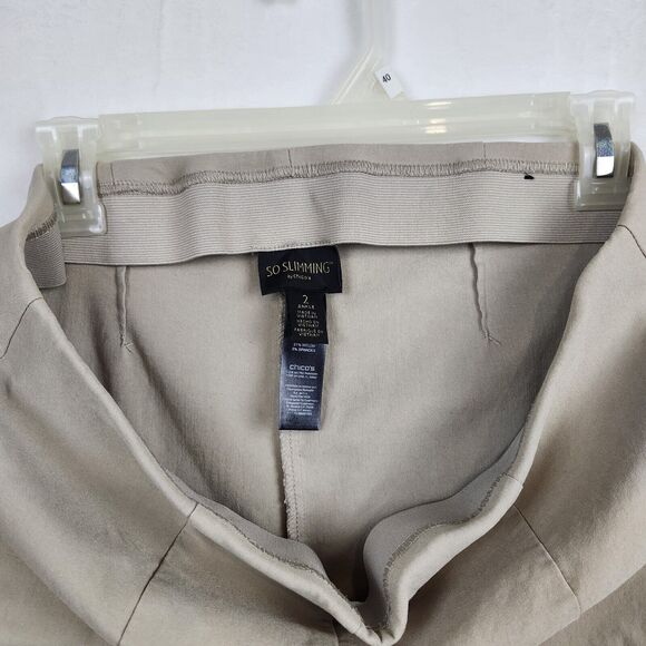Chicos So Slimming Brigitte Ankle Pants Size 2 US 12 L Beige Pull On Flat Front - Picture 9 of 13